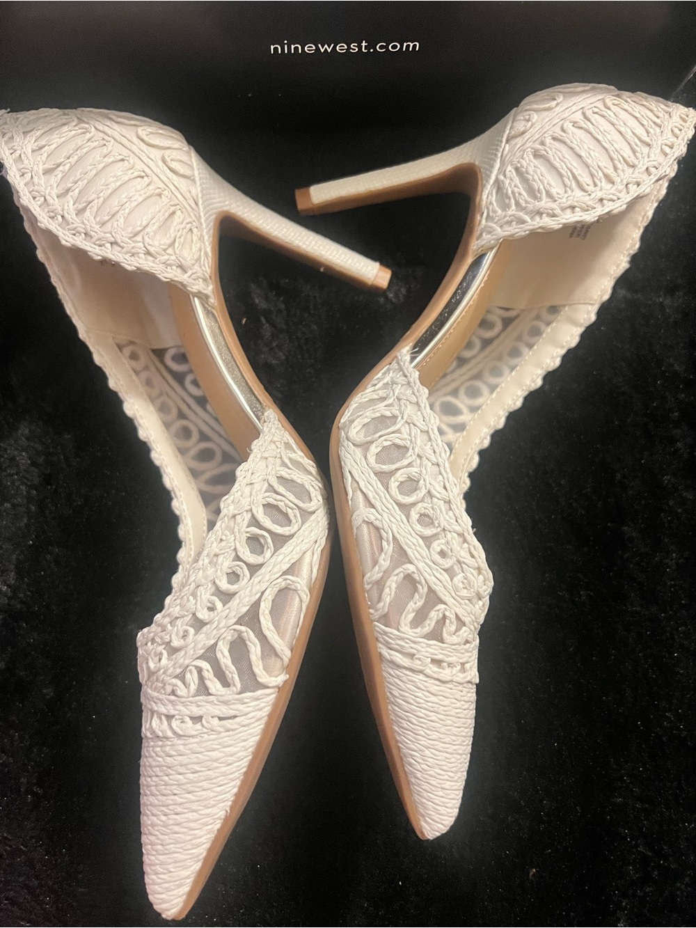 Nine West White Crochet Pointed Pumps - Picture 3 of 12